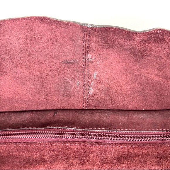 FRANCESCO BIASIA Burgundy Metallic Croc Embossed Leather Oversized Shoulder Bag - Picture 12 of 14